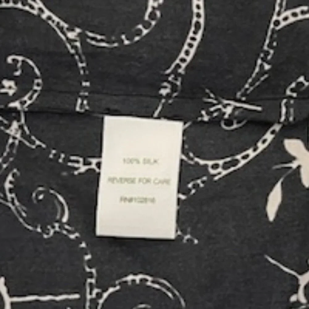 Garnet Hill Oversized Size 4 Black Floral Capped Sleeve Back Tie Silk Dress - Picture 7 of 7